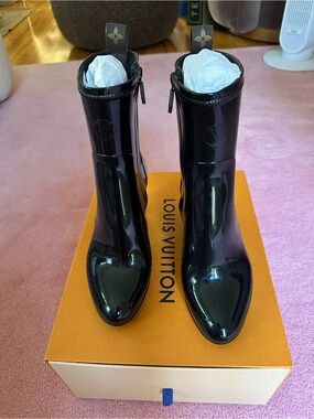Louis Vuitton Black Rubber Ankle Boots